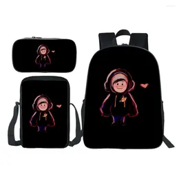 Backpack Quackity 3pcs Set Fashion Rucksack Pencil Case Shoulder Bag Children Bookbag Boy Girl Teen Students Mochila Gift
