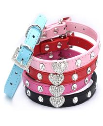 Rhinestone Pet Collars PU Leather Collars And Leashes For Dog Crystal Diamond Puppy Pet Collar Choker Cat Necklace4372130