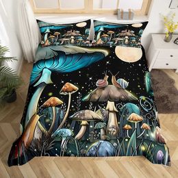 Bedding sets Colorful Mushroom Comforter Set Twin Size Kids Quilt Bed for Boys Girls Adult with 1 and 2 cases H240521 B460