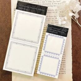 Retro Blue Brown Frames Notepad Memo Set Planner DIY Scrapbooking Card Making Decoration 240522