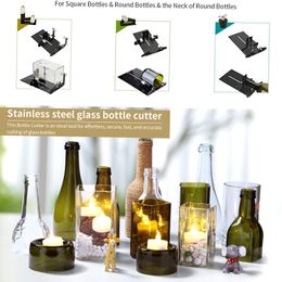 Bottle Cutter Glass Bottle Square&Round Wine Beer Glass Sculptures Cutter for DIY Glass Cutting Machine Metal Pad Bottle Holder
