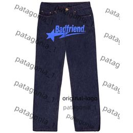 2024 designer maschi jeans y2k jeans badfriend lettera hip hop stampata pantaloni neri uomini donne donne modella casual roccia largo vano larghi pantalone vapore streetwear db55