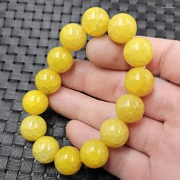 Strand Flower Agate Round Beads Yellow Chalcedony 14mm Bracelet Men And Women Same Jade Jewellery Wholesale