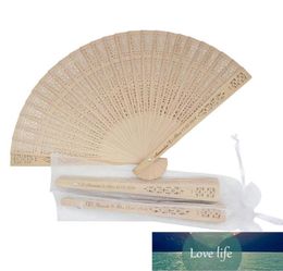 Favors 50Pcs Personalized Engraved Wood Folding Hand Fan Wooden Fold Fans Customized Wedding Party Gift Decor Organza bag6519474