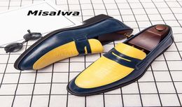 Misalwa Yellow Red White Shiny Loafers Men Wedding Party Dress Shoes PU Leather Elegant Men Flats Plus Size 3848 Drop Y205365664