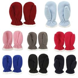 Colours Kids Baby Winter Windproof Plush Gloves Boys Girls Fluffy Fleece Thick Full Finger Mittens for 2 3 4 5 6 7 8 Years Old L2405