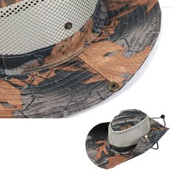 Berets Men Women Breathable Bucket Hat Camouflage Wide Brim Hiking Cap Mesh Sun Visor Outdoor Fishing Protection Caps