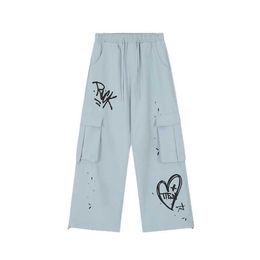 American High Street Trendy Hip-Hop Workwear Pantaloni a gamba dritta casual per bambini 2024 nuovi leggings