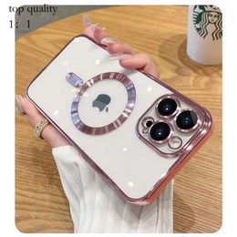 Transparent Iphone Cases Nfc Phone Case Magnetic For Magsafe Wireless Charging Case For Iphone15 14 13 12 11 Pro Max Clear Plating Soft Silicone Cover 234
