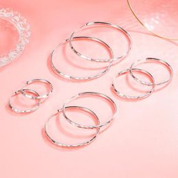Hoop Earrings 925 Sterling Silver 3/4/5/6 CM Diamond Cutting For Women Wedding Jewellery Accessories 2024 Trend Jewellery