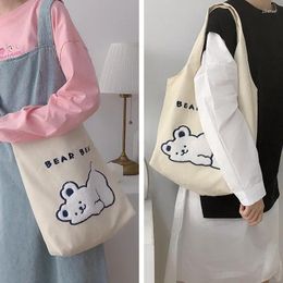 Shoulder Bags Women Canvas Bag Soft Cloth Fabric Handbag Large Capacity Students Books Eco Reusable Shopper Tote For Girl