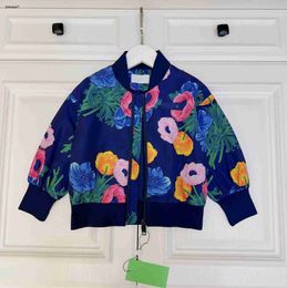 Top designer Kids zipper Coats fashion Long sleeved Child Jacket Size 100-150 CM Colourful large flower print Baby Outwear Aug18