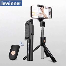 Selfie Monopods Lewinger 3-in-1 wireless Bluetooth selfie stick suitable for iPhone/Android foldable handheld monopod shutter remote control mini tripod d240522
