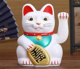 Chinese Feng Shui Beckoning Cat Wealth White Waving Fortune Lucky 6quotH Gold Silver Gift for Good Luck Kitty Decor 2110213316549