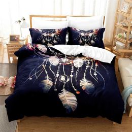 Bedding sets Dreamcatcher Duvet Cover Bohemia Comforter Microfiber Feather Set Full Twin for Girls Teens Adults Bedroom Decor H240521 Z6ON