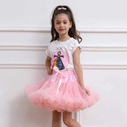 Skirts Baby Girl Skirt Fluffy Ballet Solid Princess Kids Tutu Skirt Wedding Birthday Party Lace Skirts Girls Clothes Children Clothing Y240522