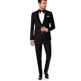 Men's Suits One Button Shawl Lapel Black For Men Slim Fit Regular Length Smart Casual 2 Piece Jacket Pants Formal Party Outfits Blazer