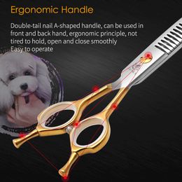 Fenice JP440C High Quality 7.0/7.5 inch Professional Dog Grooming Scissors Curved Chunker Scissors Grooming for Dogs Face Body