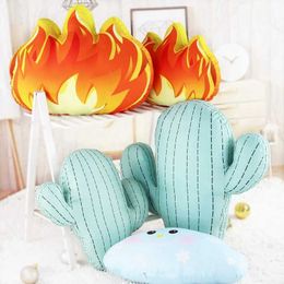 Plush Pillows Cushions Cute Blue Cloud/Catcus/Fire Plush Pillows Soft Stuffed Cartoon Red Fire Toys Sofa Bedroom Decoration Dolls Kids Birthday Gifts H240521