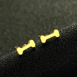 Stud Earrings QIAMNI Stainless Steel Trendy Cartoon Animal Dog Bone For Women Men Gifts Minimalist Jewelry Hip Hop Pendientes