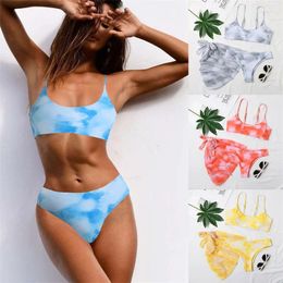 Women's Swimwear 2024 European And American Sexy Bikini Three-Piece Split Gradient Colour Swimsuit Women 2 Peice Set Womens Bathing Suits