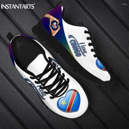 Casual Shoes INSTANTARTS Style Round Toe Flats Flag Of Congo Love Print Women Sneakers Dirt Resistant Tennis Light Footwear