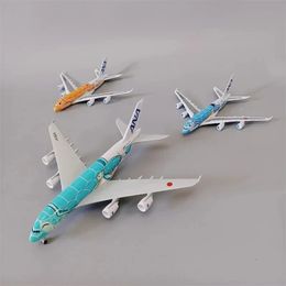 20cm Alloy Metal Japan Air ANA Airbus A380 Cartoon Sea Turtle Airlines Aeroplane Model Airways Plane Painting Aircraft Toys 240514