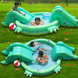 Pool Ey1 Arrival Multifunctional Inflatable Child Swimming With Double-slide In Crocodile Shape Game For Kids