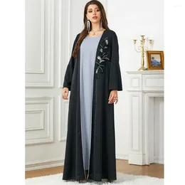 Ethnic Clothing Dubai Abaya Open Cardigan Women Muslim Long Sleeve Loose Maxi Dress Kaftan Arab Robe Islamic Eid Party Kimono Abayas Caftan