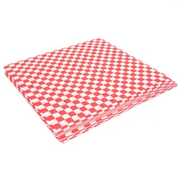Kitchen Storage 100 PCS Chequered Deli Candy Basket Liner Food Wrap Papers Fat Repellent Sandwich Burger Packing Red And White