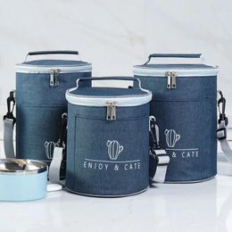 Storage Bags Outdoor Lunch Bag Cylindrical Insulated Box Round Bento Large Thickened Aluminium Foil Picnic Camping