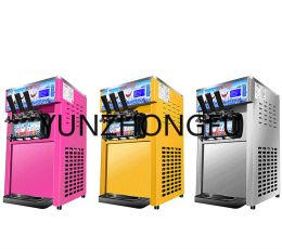 Electric 220/110V Soft Ice Cream Machine with 3 Different Flavours Fruit Freezer Hard Mixing Ice Cream Making Machine