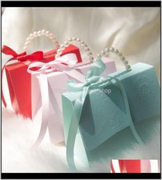 Gift Wrap Event Festive Party Solid Color Candy Boxes With Ribbon Portable Small Paper Box Red Marry Supplies8893550