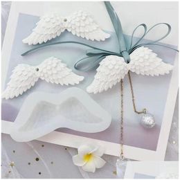 Craft Tools Angel Wing Sile Mould Necklace Pendant Resin Mod Diy Cake Baking Decorating Candy Cupcake Moulds Drop Delivery Home Garden Dhrwi