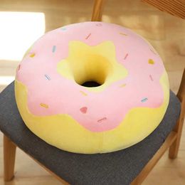 Plush Dolls Decorative donut plush pillow like a truly magical ring shaped food plush soft creative seat cushion pillow Christmas gift H240521 VSSI