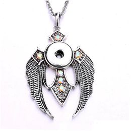 Pendant Necklaces Retro Style Metal Rhinestone Angel Snap Button Fit 18Mm Buttons Jewellery Drop Delivery Pendants Dhhos