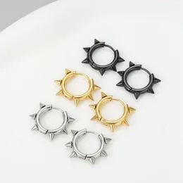 Stud Earrings 2024 Punk Stainless Steel Pointed Cone Rivet Coil Trend Jewellery Round Wire Circle Ear