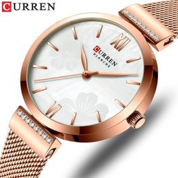 CURREN Watches Women's Simple Fashion Quartz Watch Ladies Wristwatch Charm Bracelet Stainless Steel Clock relogios feminino 201217 259v