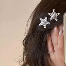 Sweet Cool Hairpin Y2K Girl Five Point Star Hair Clip Basic Metal BB Headwear Bang Edged Side Clip New Style Hair Accessories