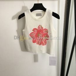 Flower Print Tanks Top Women Knitted T Shirt Casual Style Sport Tops Summer Designer Vest
