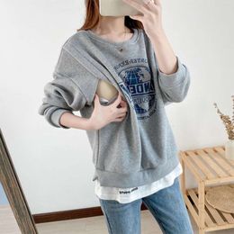 Female Long Sleeve Autumn and Winter Clothes Maternity Top Breastfeeding Tops Sweater Nursing for Pregnant Women L2405