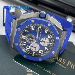 Highend AP Wrist Watch Royal Oak Offshore Series 26405CE Blue Ceramic Three Eyes Timing Pin Buckle Mens Fashion Leisure Business Sports Machinery Watch