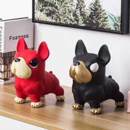 Action Toy Figures Home Accessories Cute Pitbull Ceramic Piggy Bank Dog Ornaments Nordic Living Room Decorations Decor Figurine H240522