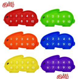 Learning Toys 6Pcs Rabbit Ten-Frame Digital Table Math Toy Education Board Game Teaching Aids For Kids Garten Study 240307 Drop Delive Otstw