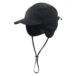 Ball Caps Waterproof Winter Hats Warm Polyester Lined Earflaps Baseball Cap