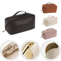 Storage Bags Travel Makeup Bag Women Large-Capacity Cosmetic Toiletries Organiser PU Leather