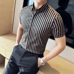 Men's Casual Shirts Summer Men Fashion Short Sleeve Solid Shirt Super Slim Fit Male Social Business Dress Brand Blouse