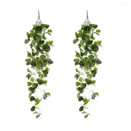 Decorative Flowers 2pieces Realistic Appearance Artificial Plants Hanging - Indoor Or Outdoor Leaves Rattan