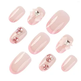 False Nails French Clear Pink Fake With Tip Lightweight And Easy To Stick Nail For Girl Dress Matching