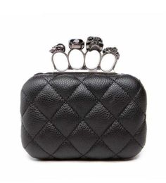 Skull ring woman evening bag vintage plaid woman clutch bag Ladies messenger bags Mini black Luxury party Clutches purse black 2112144552